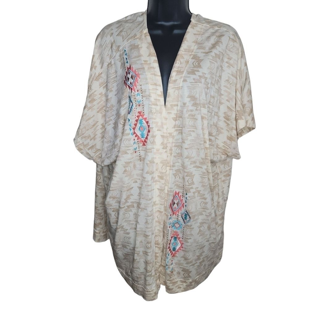 Panhandle Nwot southwest print embroidered open front cardigan s/m